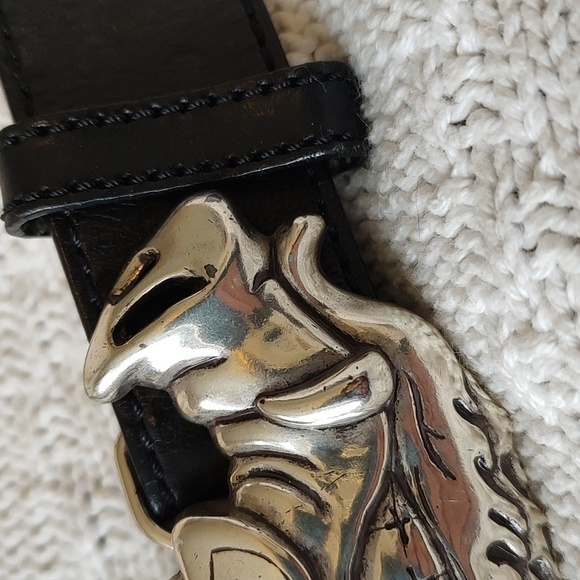 Vintage 2005 Harley Davidson Road Hog Race Belt Buckle Leather 34 - Picture 8 of 9